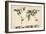 Map of the World Map from Old Clocks-Michael Tompsett-Framed Art Print