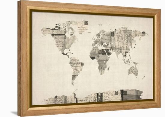 Map of the World Map from Old Postcards-Michael Tompsett-Framed Stretched Canvas