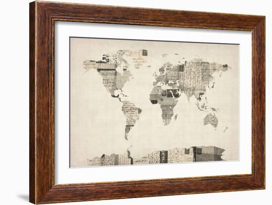 Map of the World Map from Old Postcards-Michael Tompsett-Framed Art Print