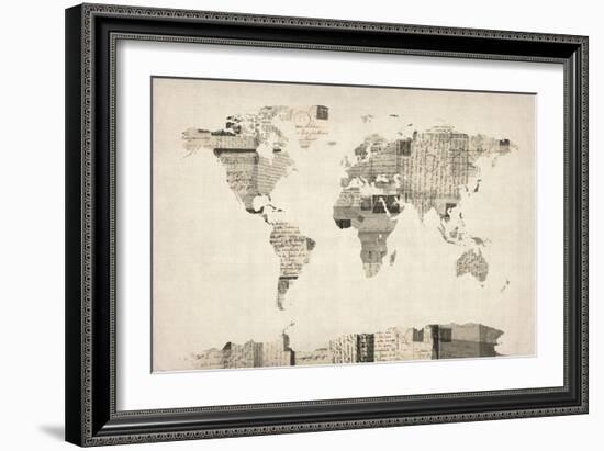 Map of the World Map from Old Postcards-Michael Tompsett-Framed Art Print