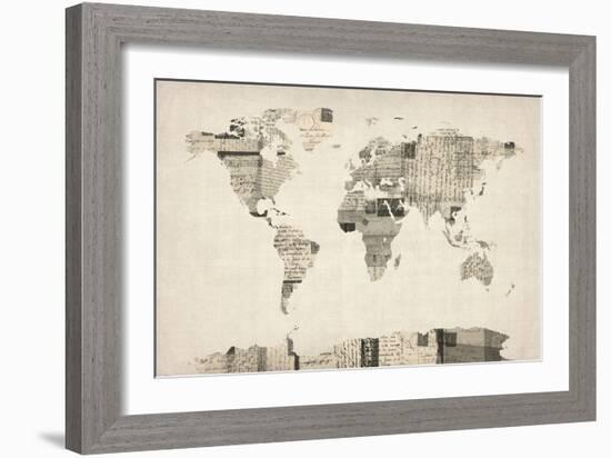 Map of the World Map from Old Postcards-Michael Tompsett-Framed Premium Giclee Print