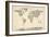 Map of the World Map from Old Sheet Music-Michael Tompsett-Framed Art Print