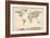 Map of the World Map from Old Sheet Music-Michael Tompsett-Framed Art Print