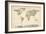 Map of the World Map from Old Sheet Music-Michael Tompsett-Framed Art Print