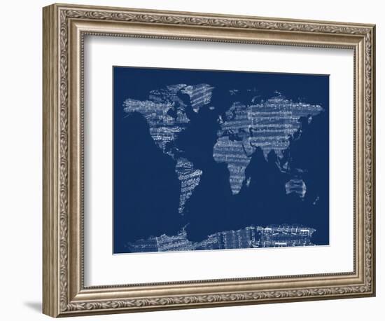 Map of the World Map from Old Sheet Music-Michael Tompsett-Framed Art Print