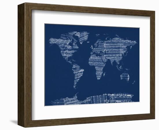 Map of the World Map from Old Sheet Music-Michael Tompsett-Framed Art Print