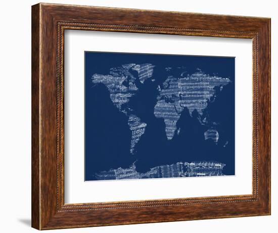 Map of the World Map from Old Sheet Music-Michael Tompsett-Framed Art Print