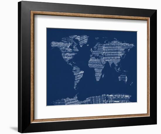 Map of the World Map from Old Sheet Music-Michael Tompsett-Framed Art Print