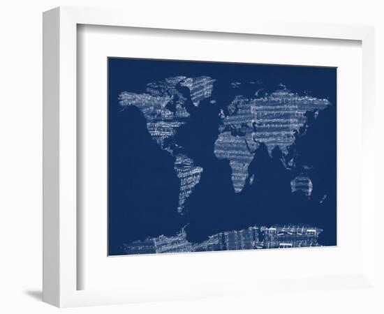 Map of the World Map from Old Sheet Music-Michael Tompsett-Framed Art Print