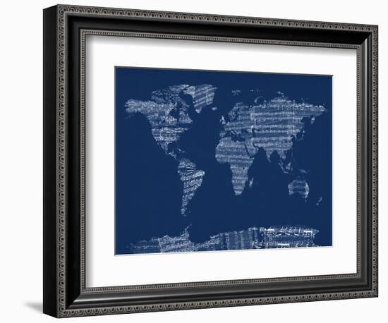 Map of the World Map from Old Sheet Music-Michael Tompsett-Framed Art Print