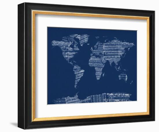 Map of the World Map from Old Sheet Music-Michael Tompsett-Framed Art Print