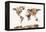 Map of the World Map Sepia Watercolor-Michael Tompsett-Framed Stretched Canvas