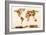 Map of the World Map Watercolor Painting-Michael Tompsett-Framed Art Print