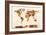 Map of the World Map Watercolor Painting-Michael Tompsett-Framed Art Print