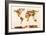 Map of the World Map Watercolor Painting-Michael Tompsett-Framed Art Print