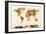 Map of the World Map Watercolor Painting-Michael Tompsett-Framed Art Print