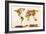 Map of the World Map Watercolor Painting-Michael Tompsett-Framed Art Print