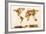 Map of the World Map Watercolor Painting-Michael Tompsett-Framed Art Print