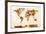 Map of the World Map Watercolor Painting-Michael Tompsett-Framed Art Print