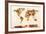 Map of the World Map Watercolor Painting-Michael Tompsett-Framed Art Print