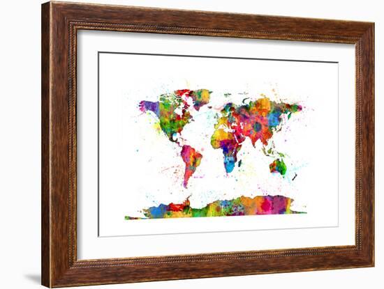 Map of the World Map Watercolor-Michael Tompsett-Framed Premium Giclee Print