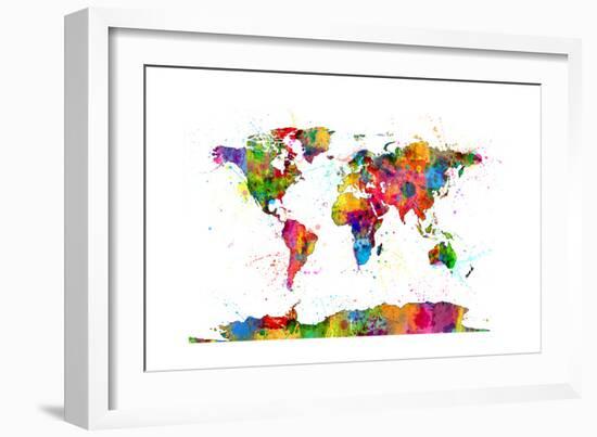 Map of the World Map Watercolor-Michael Tompsett-Framed Premium Giclee Print