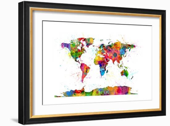 Map of the World Map Watercolor-Michael Tompsett-Framed Premium Giclee Print