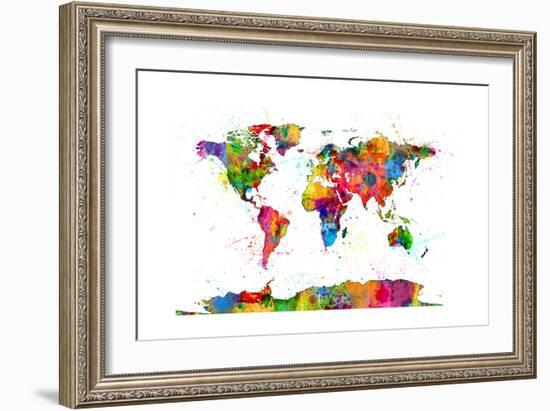 Map of the World Map Watercolor-Michael Tompsett-Framed Art Print