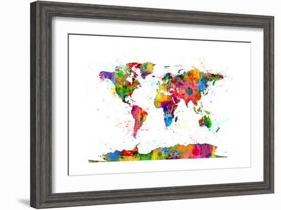 Map of the World Map Watercolor-Michael Tompsett-Framed Art Print