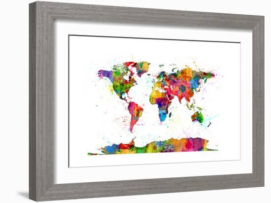 Map of the World Map Watercolor-Michael Tompsett-Framed Art Print