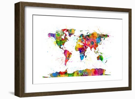 Map of the World Map Watercolor-Michael Tompsett-Framed Art Print