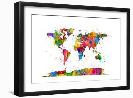 Map of the World Map Watercolor-Michael Tompsett-Framed Art Print