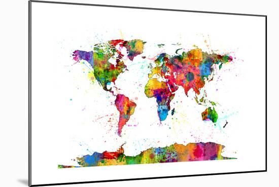 Map of the World Map Watercolor-Michael Tompsett-Mounted Art Print