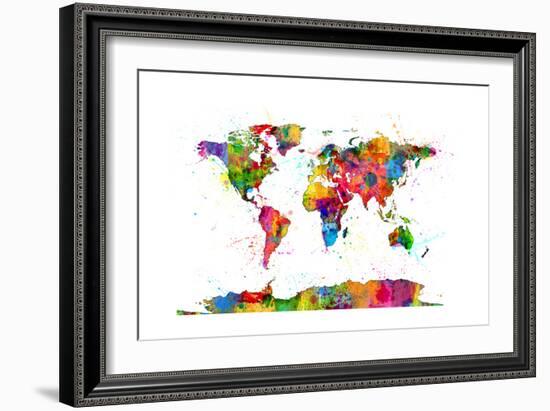 Map of the World Map Watercolor-Michael Tompsett-Framed Art Print