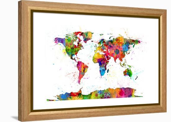 Map of the World Map Watercolor-Michael Tompsett-Framed Stretched Canvas