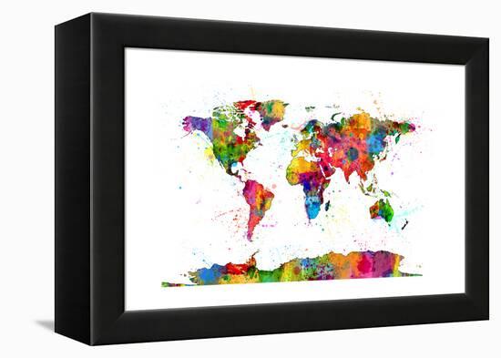 Map of the World Map Watercolor-Michael Tompsett-Framed Stretched Canvas