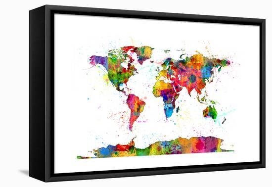 Map of the World Map Watercolor-Michael Tompsett-Framed Stretched Canvas