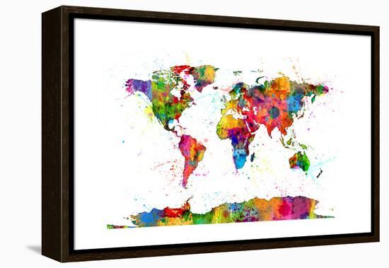 Map of the World Map Watercolor-Michael Tompsett-Framed Stretched Canvas