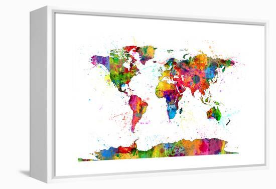 Map of the World Map Watercolor-Michael Tompsett-Framed Stretched Canvas
