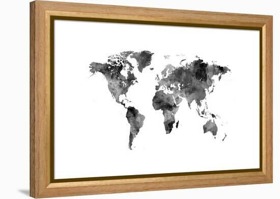 Map of the World Map Watercolor-Michael Tompsett-Framed Stretched Canvas