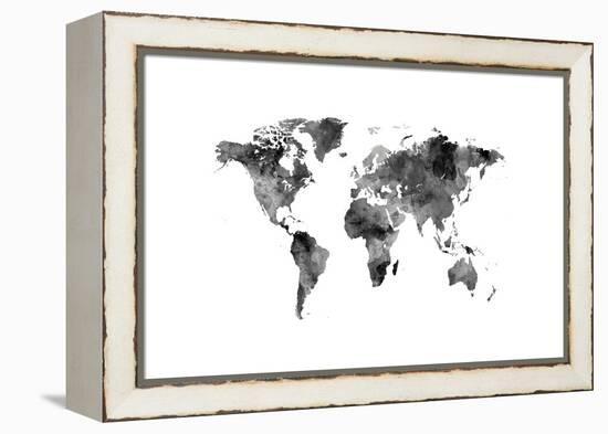 Map of the World Map Watercolor-Michael Tompsett-Framed Stretched Canvas