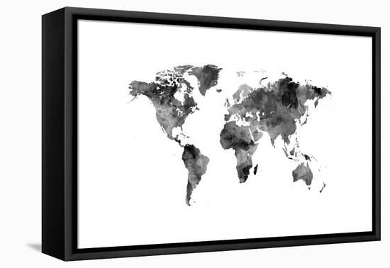 Map of the World Map Watercolor-Michael Tompsett-Framed Stretched Canvas