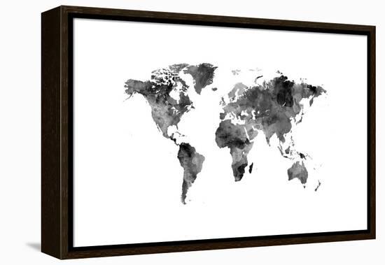 Map of the World Map Watercolor-Michael Tompsett-Framed Stretched Canvas