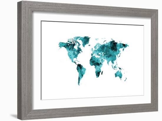 Map of the World Map Watercolor-Michael Tompsett-Framed Art Print