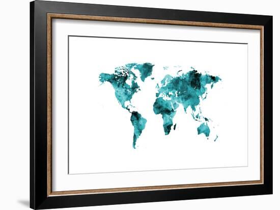 Map of the World Map Watercolor-Michael Tompsett-Framed Art Print