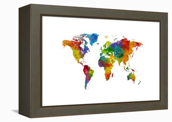 Map of the World Map Watercolor-Michael Tompsett-Framed Stretched Canvas