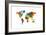 Map of the World Map Watercolor-Michael Tompsett-Framed Art Print