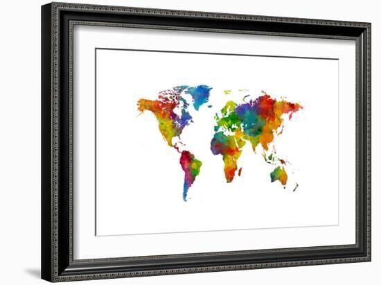 Map of the World Map Watercolor-Michael Tompsett-Framed Art Print