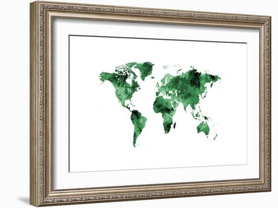 Map of the World Map Watercolor-Michael Tompsett-Framed Art Print