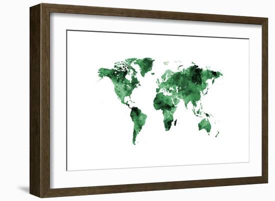 Map of the World Map Watercolor-Michael Tompsett-Framed Art Print